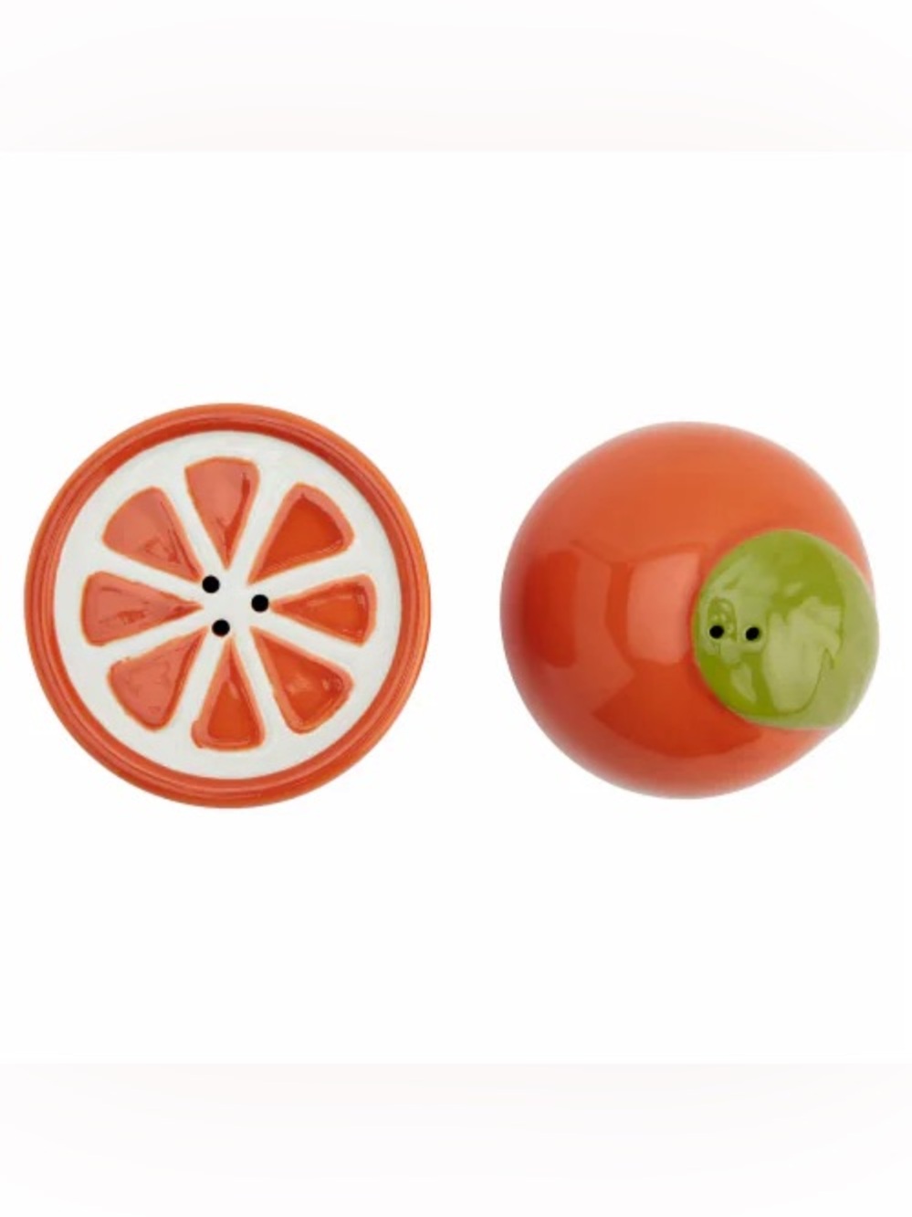 🆕Tabletops Gallery Stoneware Orange Salt & Pepper Shakers Set